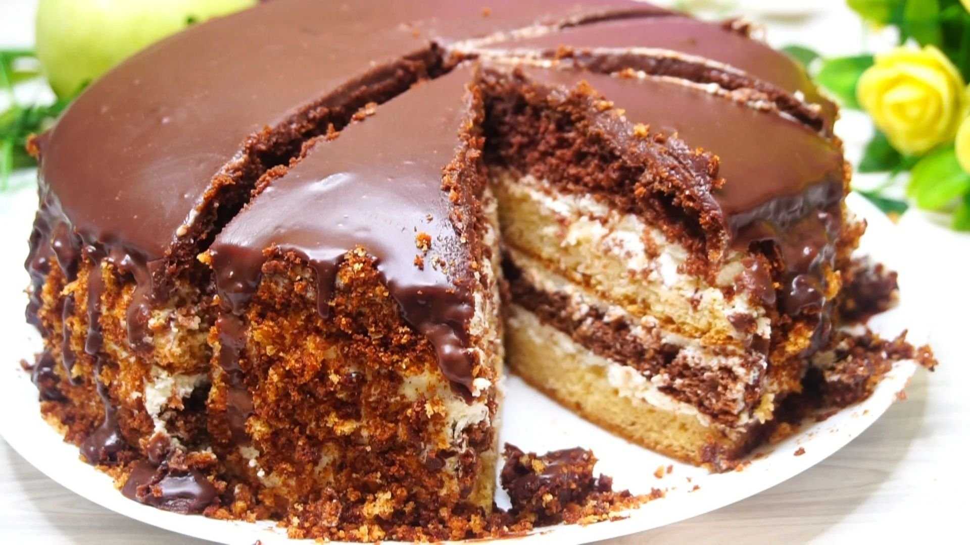 Шоколадно-банановый торт 🍰 — рецепт для мультиварки