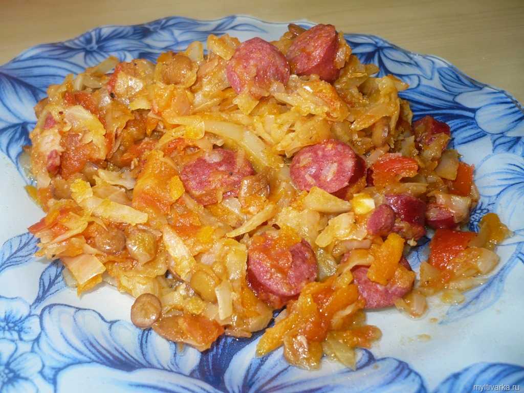 Тушеная капуста в мультиварке: рецепты с мясом, фаршем, сосисками, картошкой, курицей