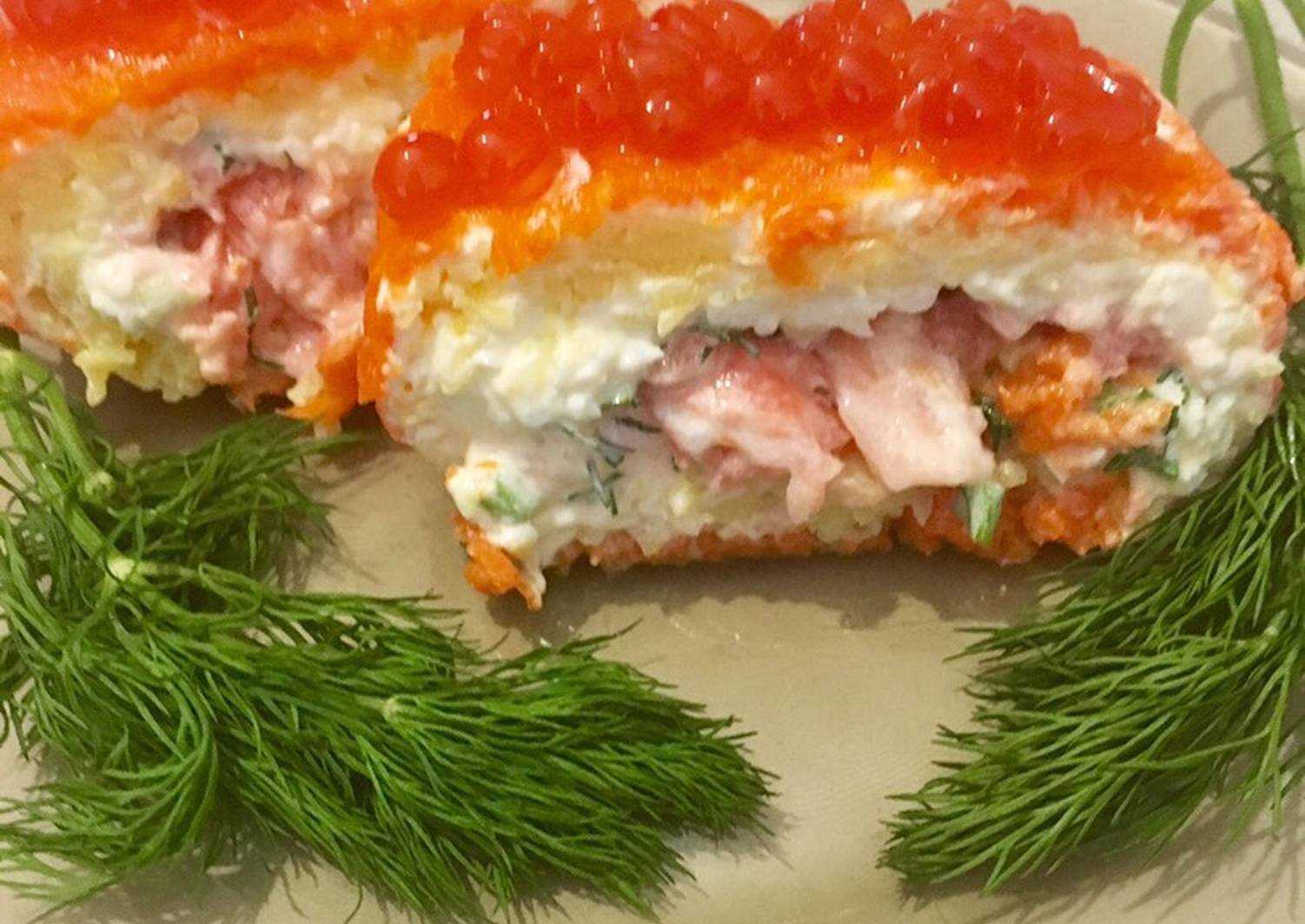 Салат царская шуба с семгой — 5 самых вкусных рецептов