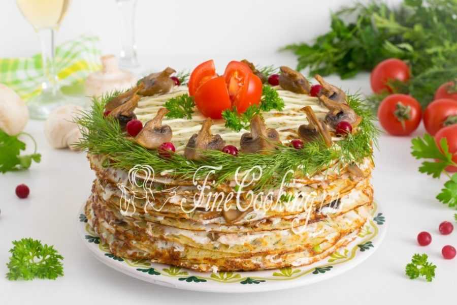 Как испечь несладкий блинный торт — 7 вкусных закусочных тортов