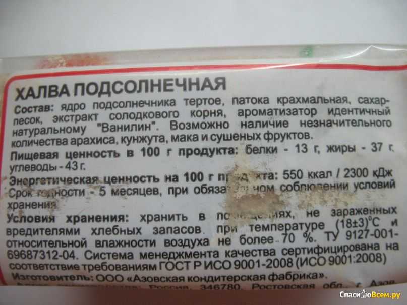 Халва: калорийность на 100 грамм, польза, вред, витамины, минералы – хорошие привычки